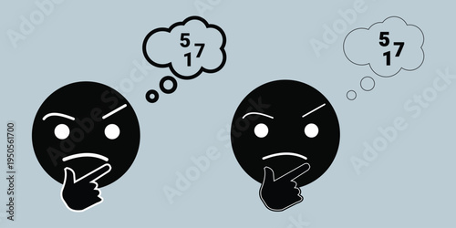 Set of 2 thinking face icons vector