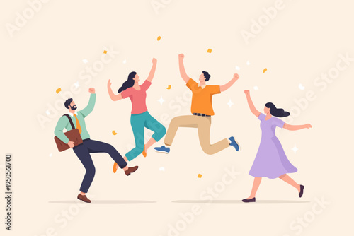 Happy People Jumping For Joy