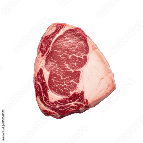 Raw ribeye steak isolated on white background