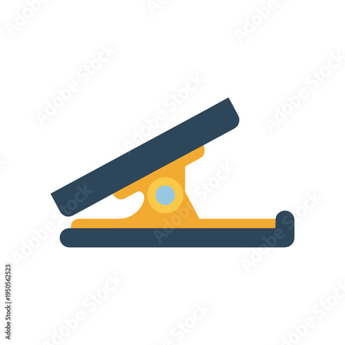 stapler icon, office supplies, yellow and gray