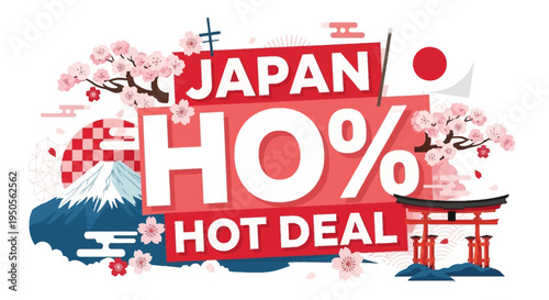 Japan Hot Deal: Mount Fuji, Cherry Blossoms, Torii Gate, Japanese Flag - Travel Sale
