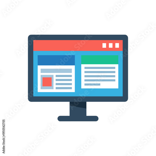 colorful desktop computer monitor with website on screen