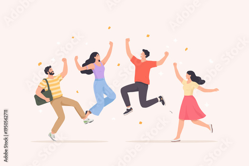 Happy People Jumping Together