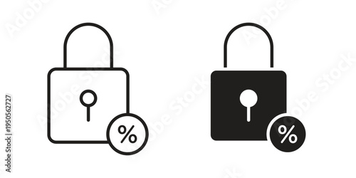 Fixed rate mortgage icon concept. Simple solid style. line stroke icons