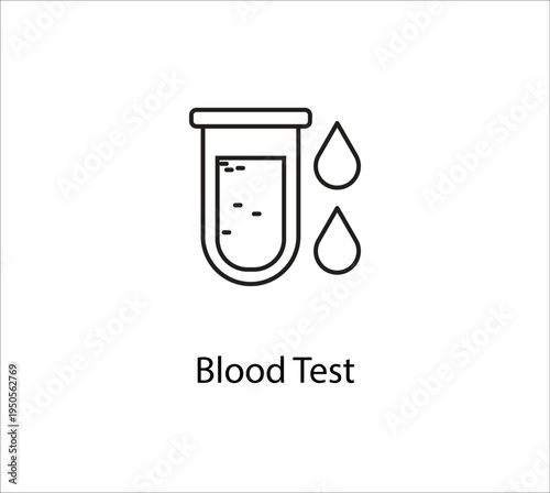 Blood Test Tube Line Icon – Medical Laboratory Sample Outline Vector