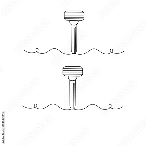 Continuous line drawing of a classic safety razor with a double edge blade
