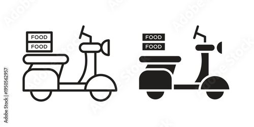 Food delivery icon concept. Simple solid style. line stroke icons