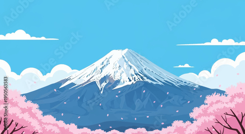 Mount Fuji Cherry Blossoms Spring Season Japan Landscape Nature