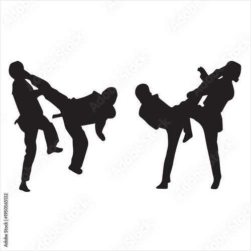silhouettes of people Taekwondo