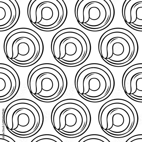 Black and white pattern of spiral-shaped shortbread cookies. Simple vector graphic for food labels, recipe illustrations or patisserie branding