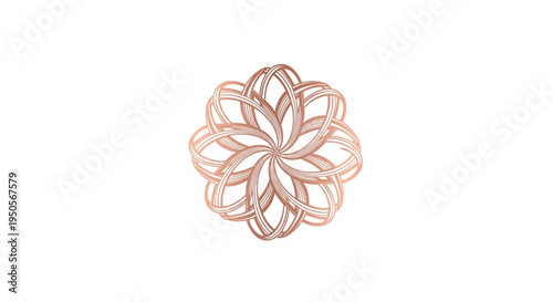 Elevate your brand identity with this elegant geometric floral logo. Featuring intricate rose gold intertwining loops, this flat vector on a white background acts as a scalable icon.