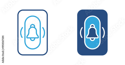 Notification bell icon set. Ringing alert bell with vibration lines icon, mobile notification and reminder concept. Vector illustration.
