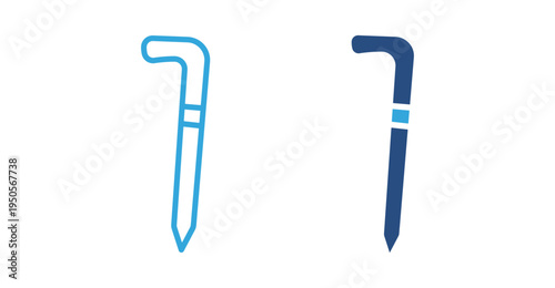 Walking cane icon set. Elderly support stick icon, mobility aid for senior people, medical walking assistance concept. Vector illustration.