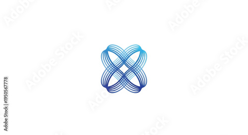 Elevate your brand identity with this elegant minimal logo. Featuring intricate blue intertwining lines that form a symmetrical geometric shape, this flat vector on a white background acts.
