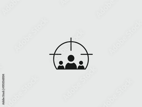 Target audience focus vector graphic with people in crosshairs for marketing and business strategy vector illustration
