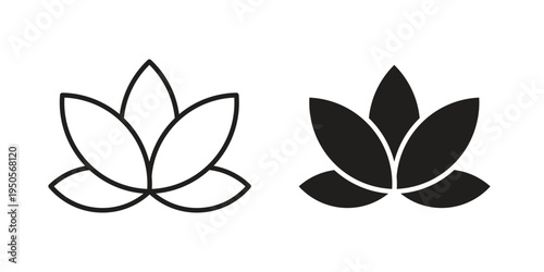 Lotus flower icon concept. Simple solid style. line stroke icons