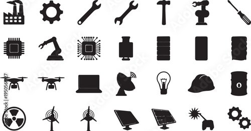 Flat design scientific icon set close up dna microscope chromosome petri dish flask biohazard laboratory equipment black vector silhouette symbols