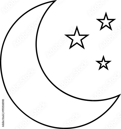 a crescent moon with stars (sleep symbol)