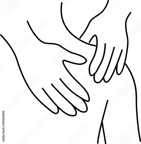 A hand gently massaging a shoulder or another hand