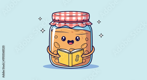 Cute Jar of Honey Reading a Book.