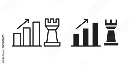 Marketing strategy icon concept. Simple solid style. line stroke icons