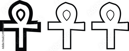 Set of 3 Egyptian ankh symbols vector