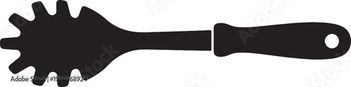 Black spaghetti server spoon silhouette for lifting and serving pasta in kitchen