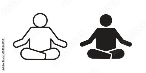 Meditating icon concept. Simple solid style. line stroke icons