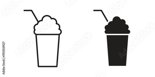 Milkshake icon concept. Simple solid style. line stroke icons