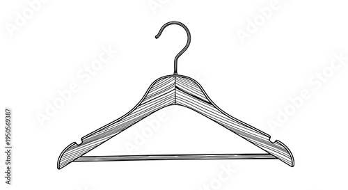Hanger wooden with hook and striped texture for clothes storage and organization featuring wardrobe, fashion, apparel