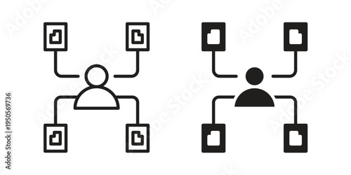 Multitask icon concept. Simple solid style. line stroke icons