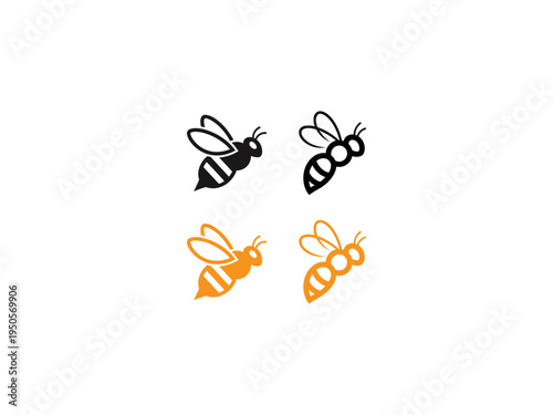 A collection of Bee line art icon set vector