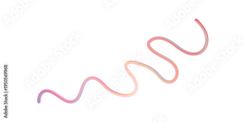 Abstract 3d wavy tube line with purple pink and yellow gradient colors on white background fluid winding shape element for modern design projects creative soft plastic pipe flow aesthetic vector
