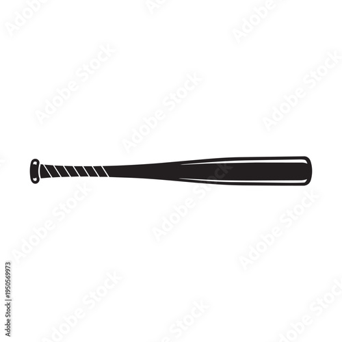 Baseball Bat Silhouette Stripped Handle Simple Sport Equipment