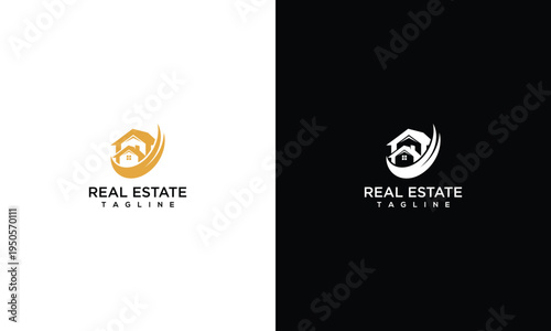 Modern Real Estate Logo Design with Abstract Home Icon for Property Agency Branding Vector.