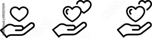 Hand heart icon, love giving symbol, charity support illustration, care compassion vector design, generosity artwork, emotional kindness graphic element