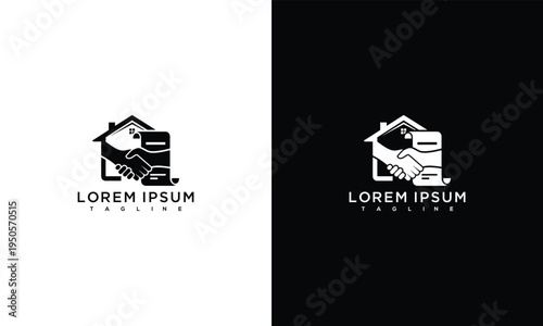 PropTech Logo Smart Home Handshake AI Real Estate Deal Digital Property Management.