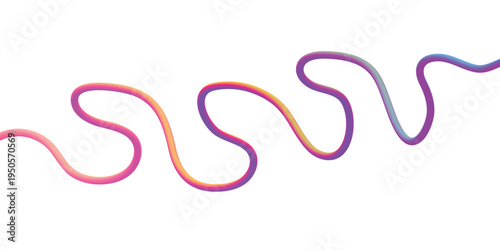 Vibrant abstract pattern with a continuous wavy line in a rich gradient of pink, orange, and purple, creating a dynamic and modern design on a clean white background