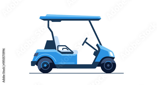 Blue Golf Cart Transportation Vehicle Vector Illustration
