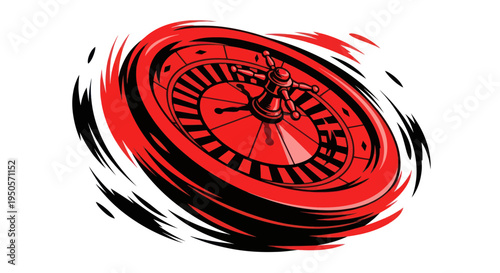 Red Roulette Wheel Spinning Fast, Casino Gambling Game, Abstract Motion Blur