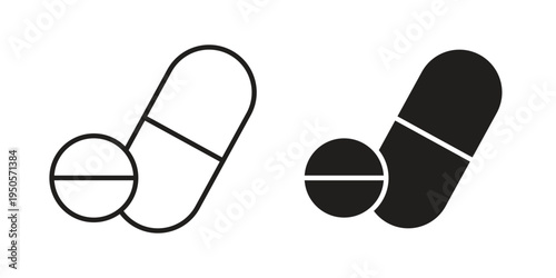 Pills icon concept. Simple solid style. line stroke icons