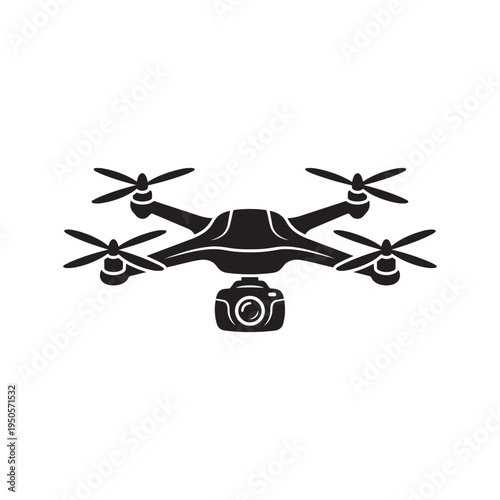 Quadrocopter Drone with Camera Flying Overhead Aerial Photography Icon