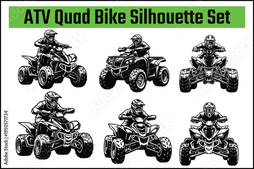 ATV Quad Bike Silhouette Set
