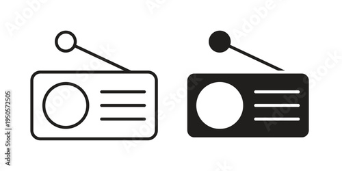 Radio icon concept. Simple solid style. line stroke icons
