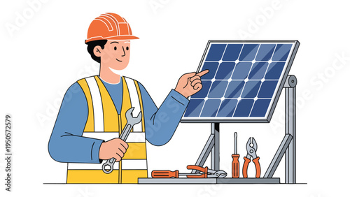 Solar Panel Engineer: A skilled engineer, donned in protective gear, meticulously inspects a solar panel, showcasing expertise and commitment to sustainable energy.