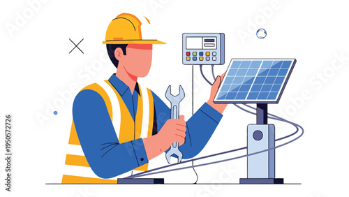 Renewable Energy Technician: A skilled technician diligently installs a solar panel, showcasing a commitment to sustainable energy practices.