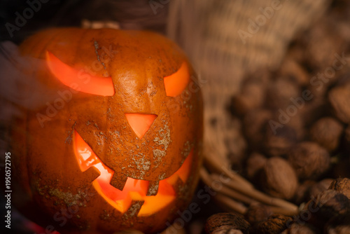 Картината върху платно Décor lanterne d'halloween orange