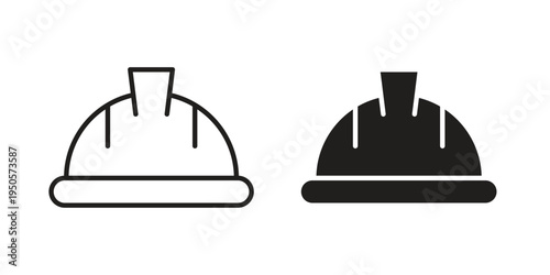 Safety helmet icon concept. Simple solid style. line stroke icons