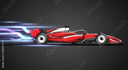 Red racing car speeding with motion blur on transparent background