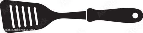Black kitchen slotted spatula silhouette for flipping food and frying in restaurant